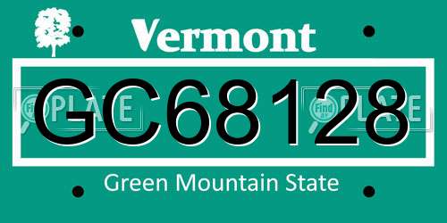 GC68128 Vermont License Plate