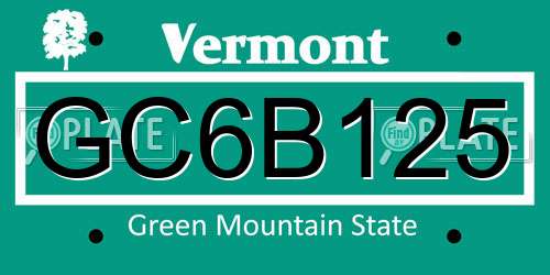 GC6B125 Vermont License Plate