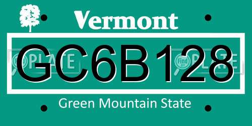 GC6B128 Vermont License Plate