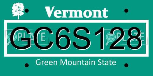GC6S128 Vermont License Plate