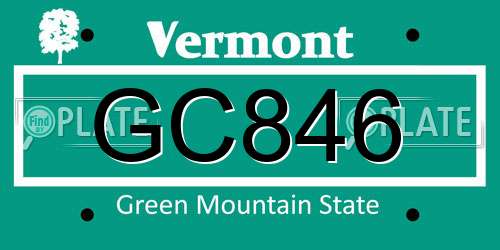 GC846 Vermont License Plate