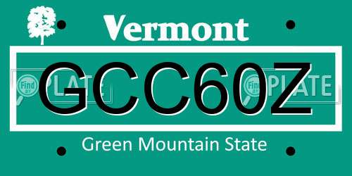 GCC60Z Vermont License Plate