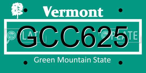 GCC625 Vermont License Plate