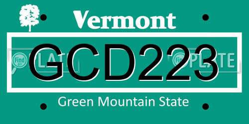 GCD223 Vermont License Plate