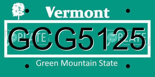 GCG5125 Vermont License Plate