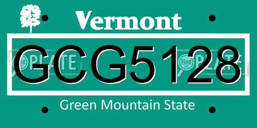 GCG5128 Vermont License Plate