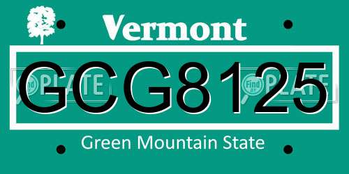 GCG8125 Vermont License Plate