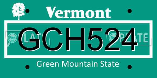 GCH524 Vermont License Plate