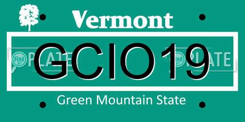 GCIO19 Vermont License Plate