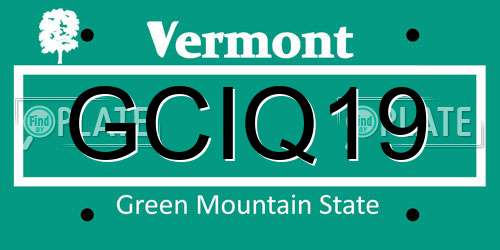 GCIQ19 Vermont License Plate