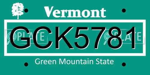 GCK5781 Vermont License Plate