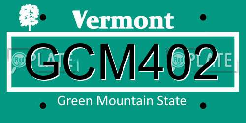 GCM402 Vermont License Plate