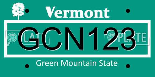 GCN123 Vermont License Plate