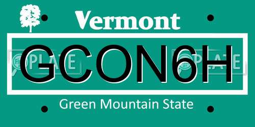 GCON6H Vermont License Plate