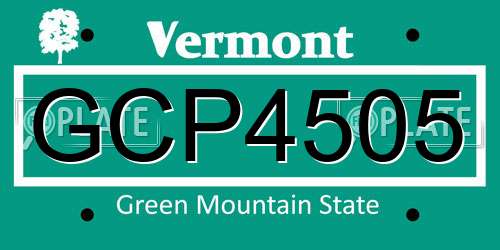GCP4505 Vermont License Plate