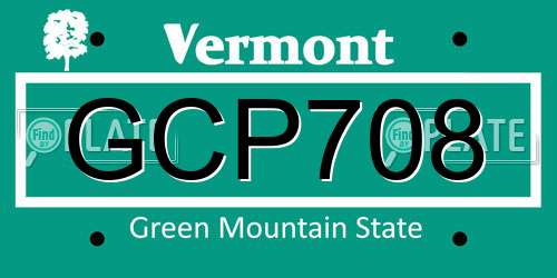 GCP708 Vermont License Plate
