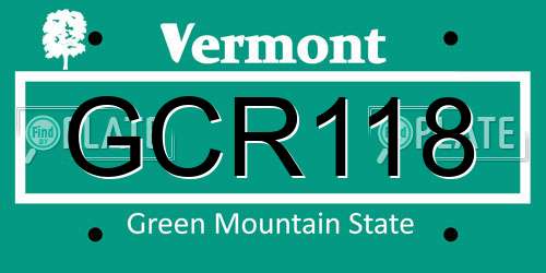 GCR118 Vermont License Plate