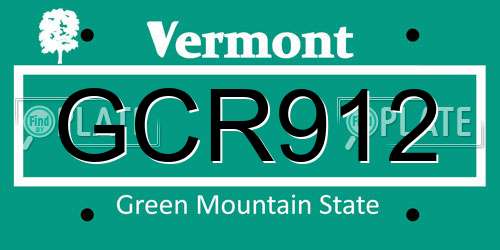 GCR912 Vermont License Plate