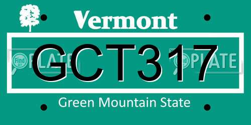 GCT317 Vermont License Plate