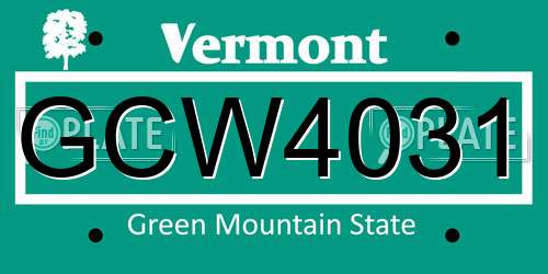 GCW4031 Vermont License Plate