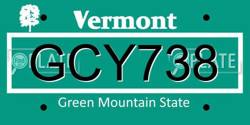 GCY738 Vermont License Plate