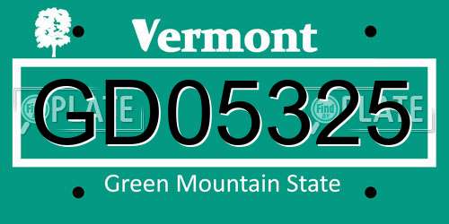 GD05325 Vermont License Plate