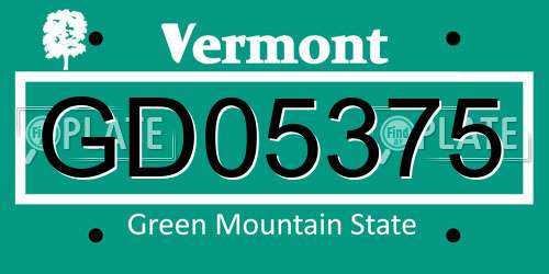 GD05375 Vermont License Plate