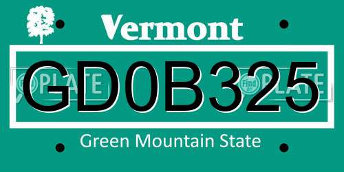 GD0B325 Vermont License Plate