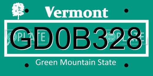 GD0B328 Vermont License Plate