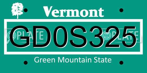 GD0S325 Vermont License Plate