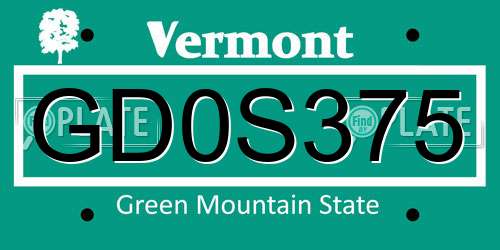 GD0S375 Vermont License Plate
