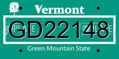 GD22148 Vermont License Plate