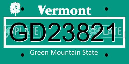 GD23821 Vermont License Plate