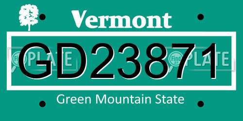 GD23871 Vermont License Plate