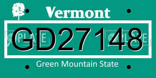 GD27148 Vermont License Plate