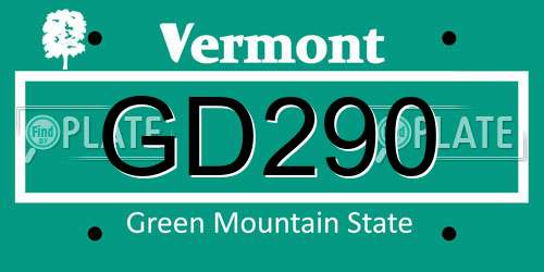 GD290 Vermont License Plate