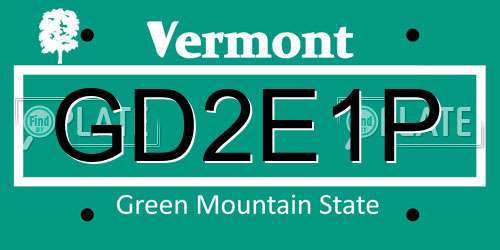 GD2E1P Vermont License Plate