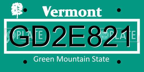 GD2E821 Vermont License Plate
