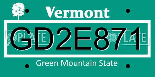 GD2E871 Vermont License Plate