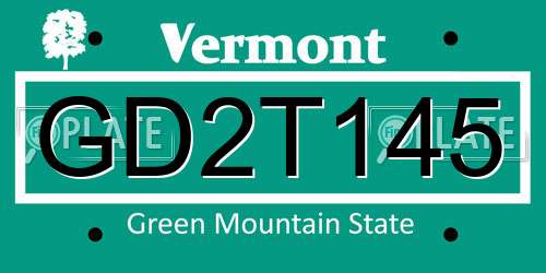 GD2T145 Vermont License Plate