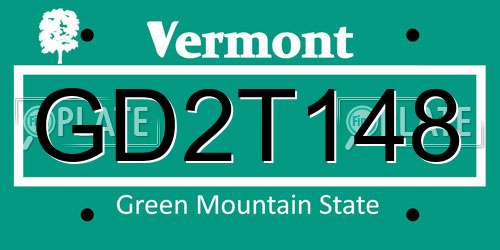 GD2T148 Vermont License Plate