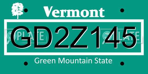 GD2Z145 Vermont License Plate