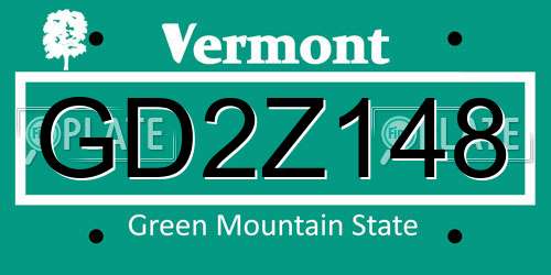 GD2Z148 Vermont License Plate