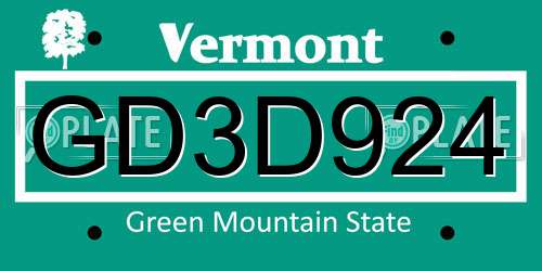 GD3D924 Vermont License Plate