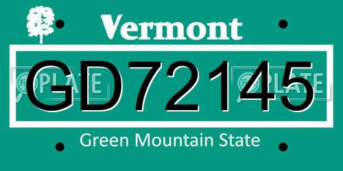 GD72145 Vermont License Plate