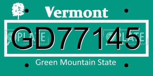 GD77145 Vermont License Plate