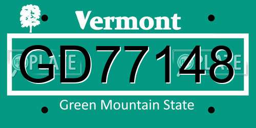 GD77148 Vermont License Plate