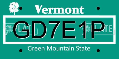 GD7E1P Vermont License Plate
