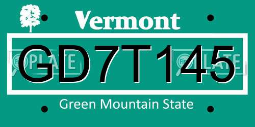 GD7T145 Vermont License Plate