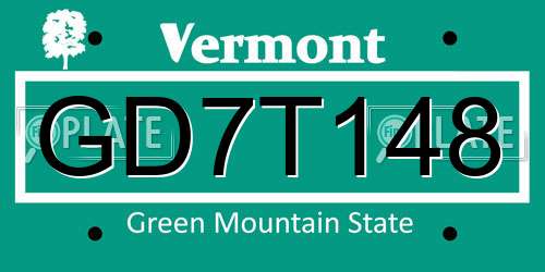 GD7T148 Vermont License Plate